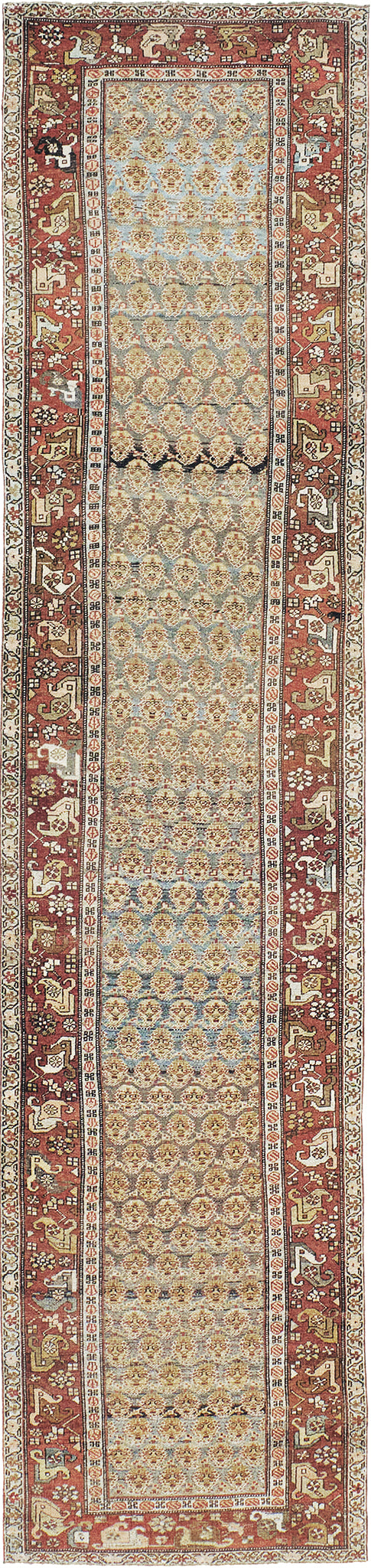 Vintage Persian Bidjar Boteh Runner - narrow runner - one-of-a-kind handmade area rug