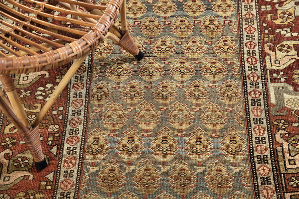 Vintage Persian Bidjar Boteh Runner - narrow runner - overhead flat lay view