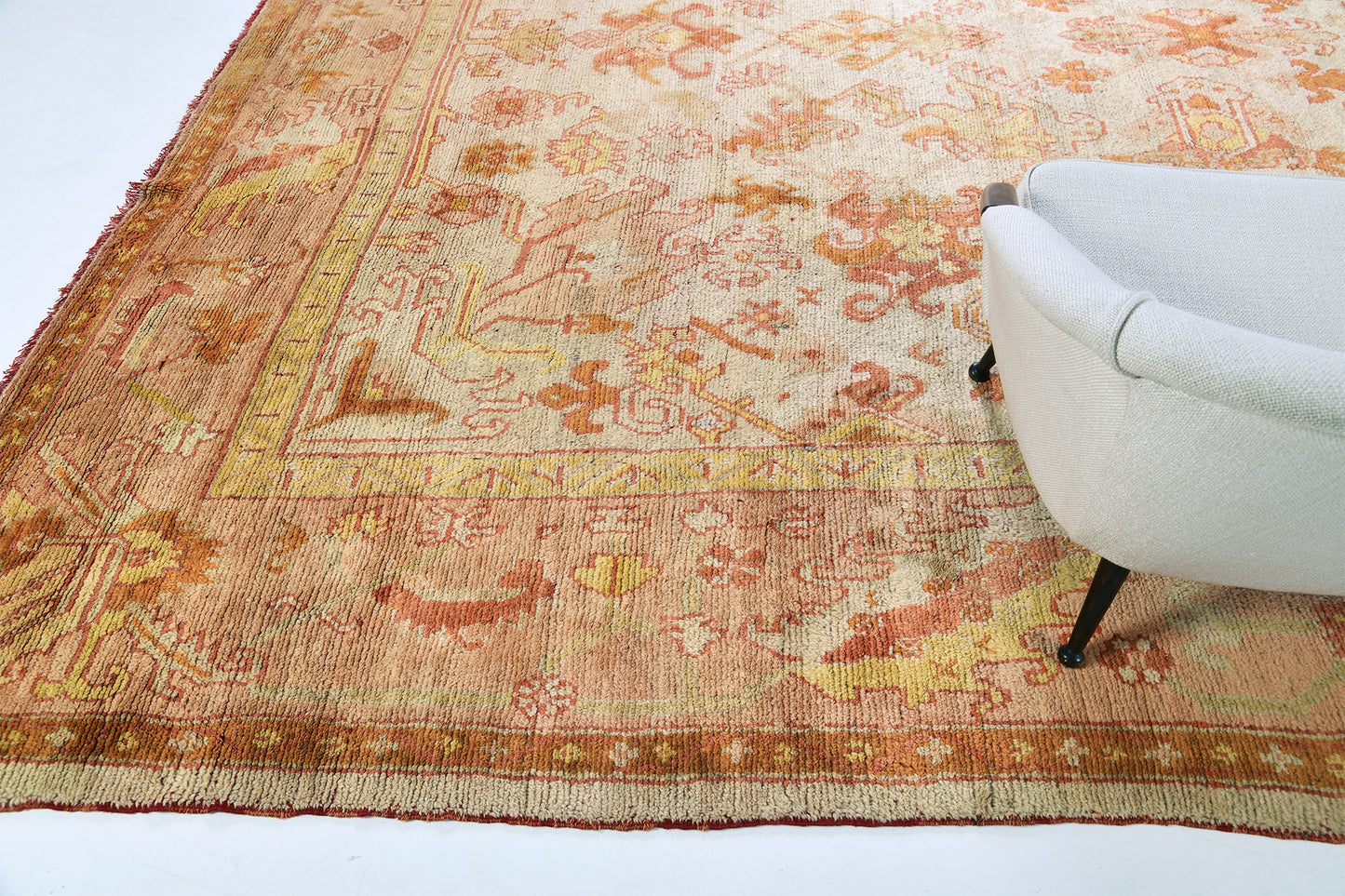 Antique Turkish Oushak - hand-knotted in Turkey - full length showing color variation [#14]