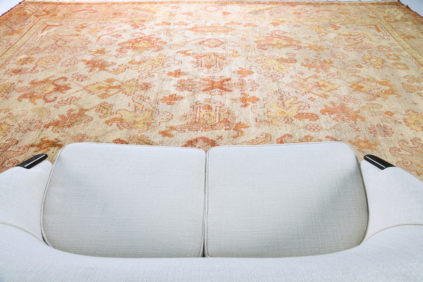 Antique Turkish Oushak - hand-knotted in Turkey - detailed border and fringe [#14]
