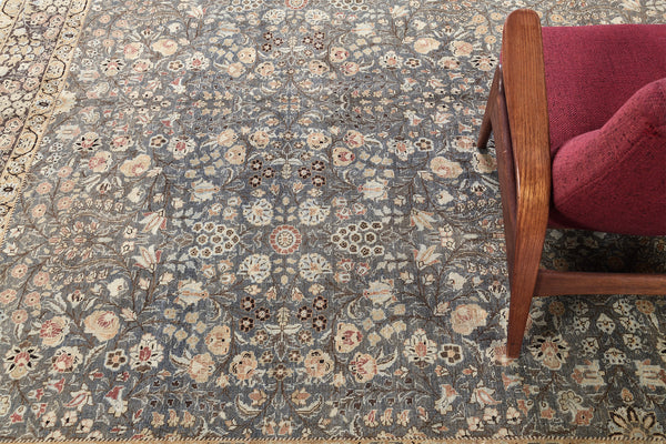 Antique Persian Tabriz - overhead flat lay view [#14]