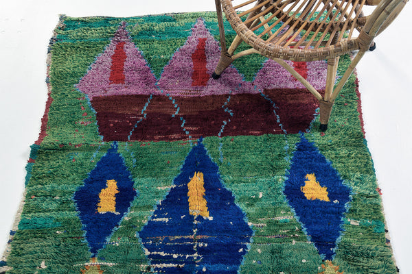 Vintage Moroccan Azilal - handwoven in Morocco - close-up of weave texture and pile [#6]