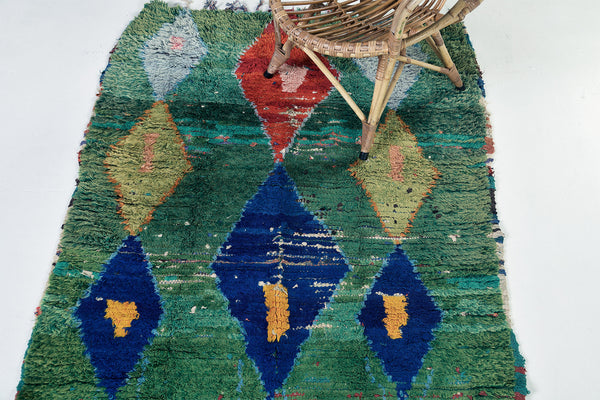 Vintage Moroccan Azilal - handwoven in Morocco - detailed border and fringe [#6]
