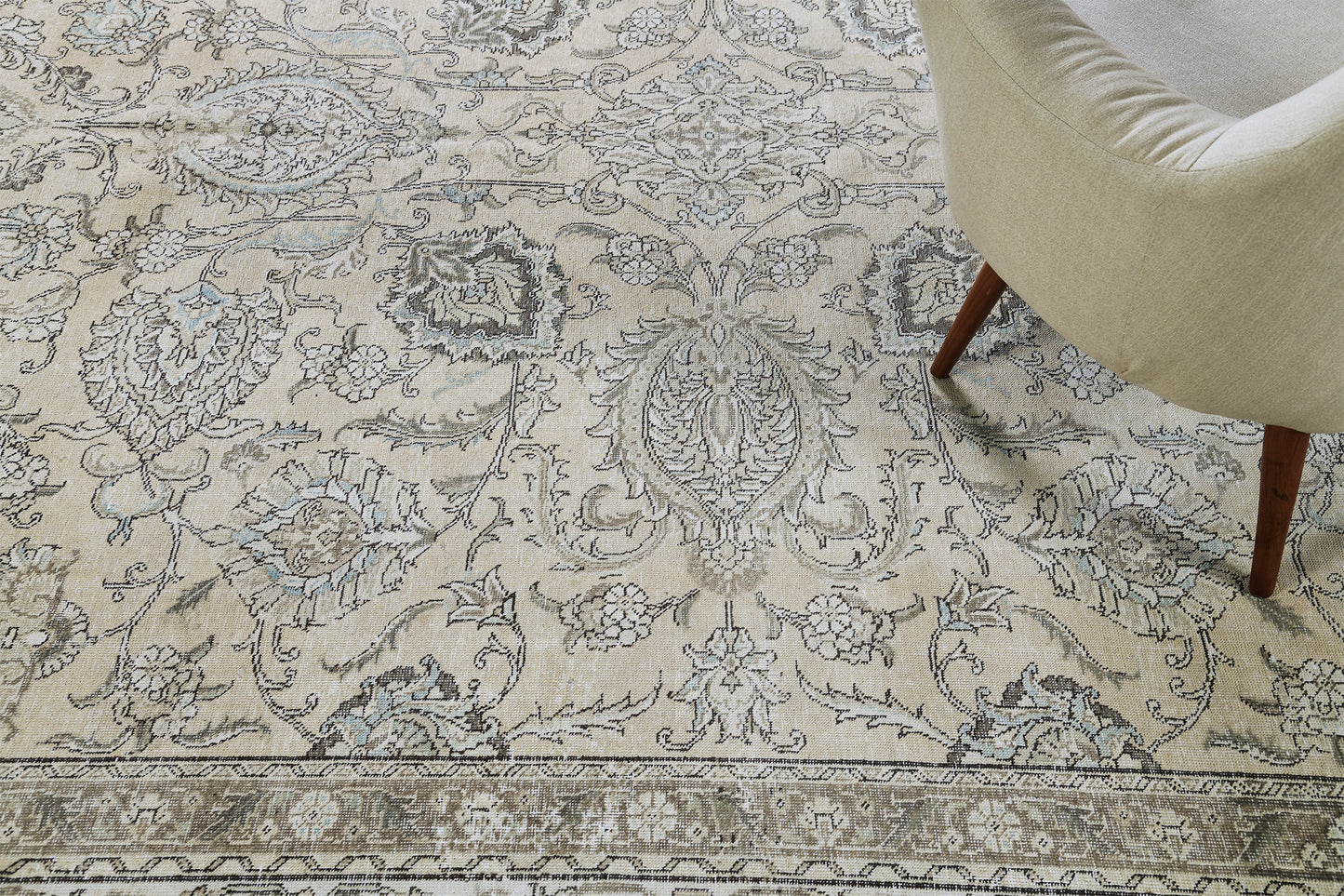 Antique Persian Tabriz - overhead flat lay view [#17]