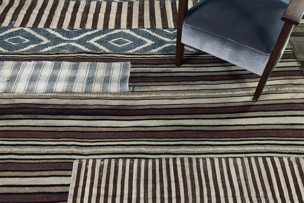 Vintage Persian Ghashghaei Kilim - flat-weave kilim - overhead flat lay view [#2]