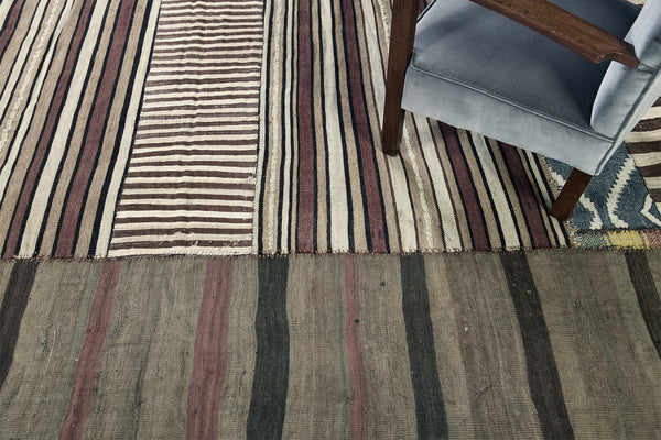 Vintage Persian Ghashghaei Kilim - flat-weave kilim - styled in room setting [#2]