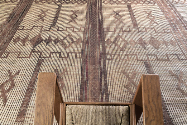 Vintage African Tuareg Mat - African handwoven - overhead flat lay view [#67]