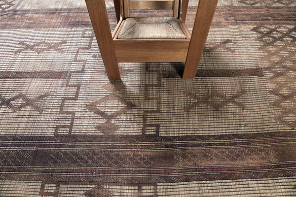 Vintage African Tuareg Mat - African handwoven - styled in room setting [#67]