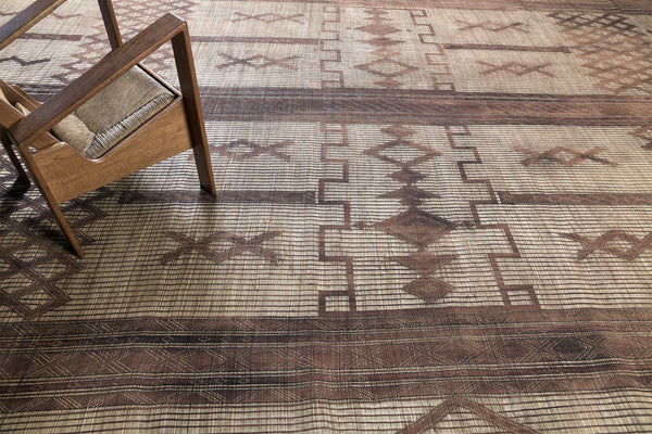 Vintage African Tuareg Mat - African handwoven - detailed border and fringe [#67]