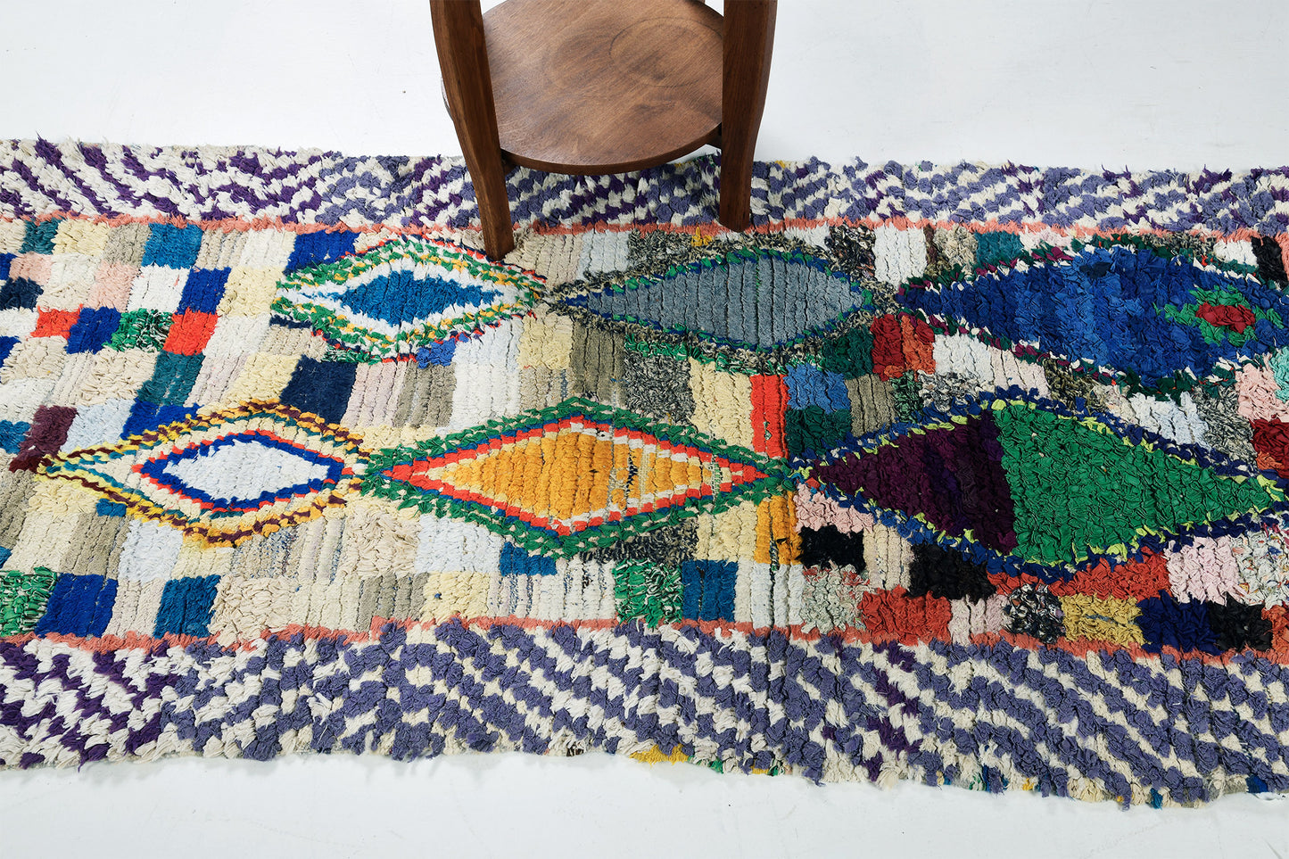 Vintage Moroccan Azilal Runner - narrow runner, handwoven in Morocco - detailed border and fringe [#13]