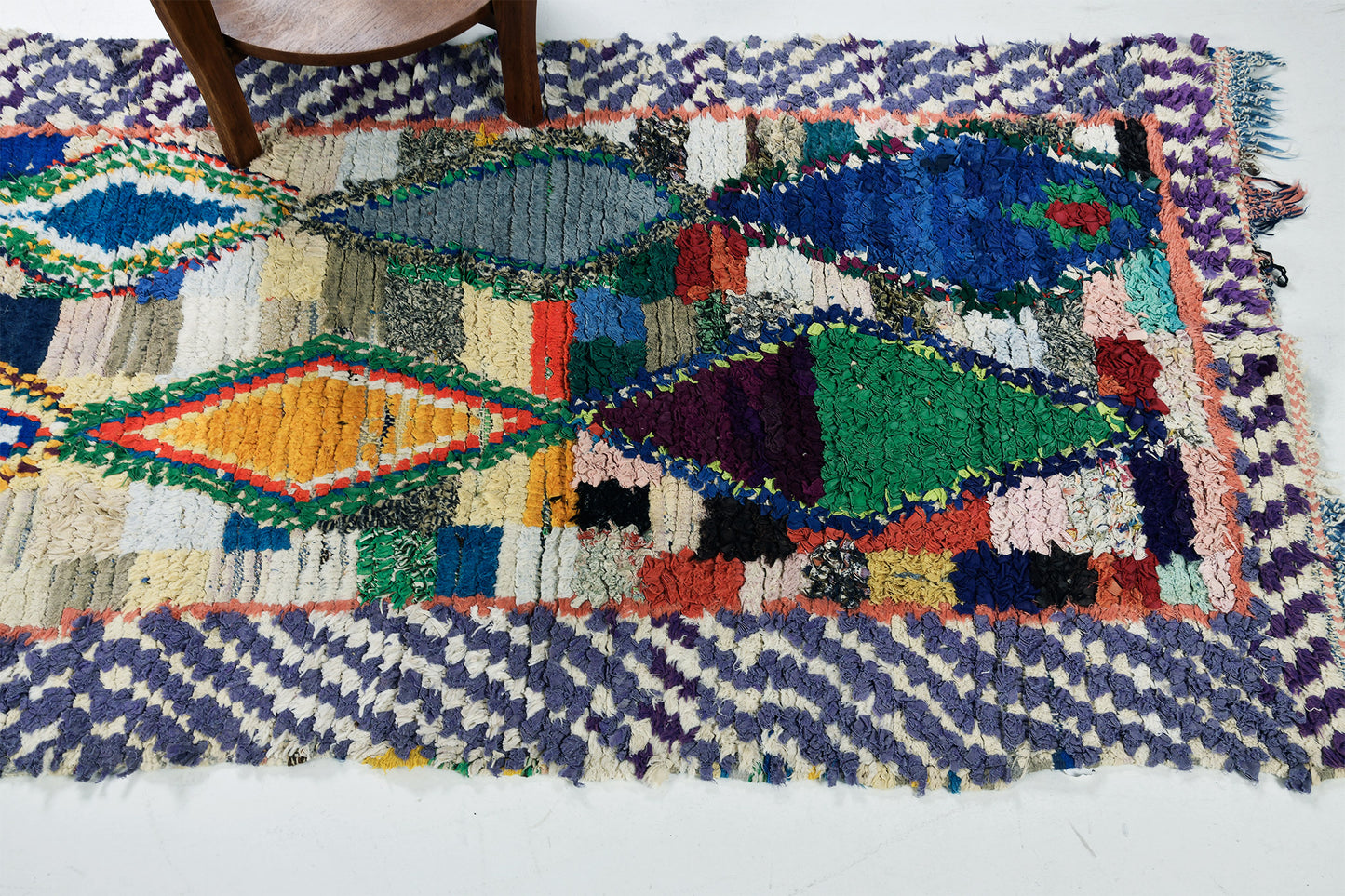 Vintage Moroccan Azilal Runner - narrow runner, handwoven in Morocco - close-up of weave texture and pile [#13]