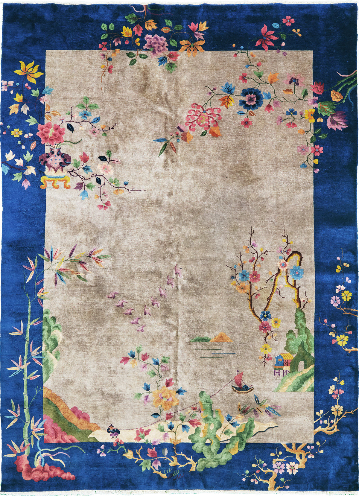 Antique Chinese Nichols Art Deco Rug - hand-knotted in China - one-of-a-kind handmade area rug [#2]