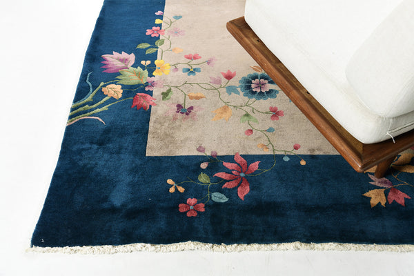 Antique Chinese Nichols Art Deco Rug - hand-knotted in China - full length showing color variation [#2]