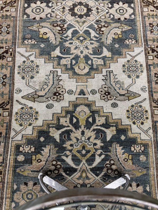 Antique Persian Malayer Runner - narrow runner - close-up of weave texture and pile [#8]