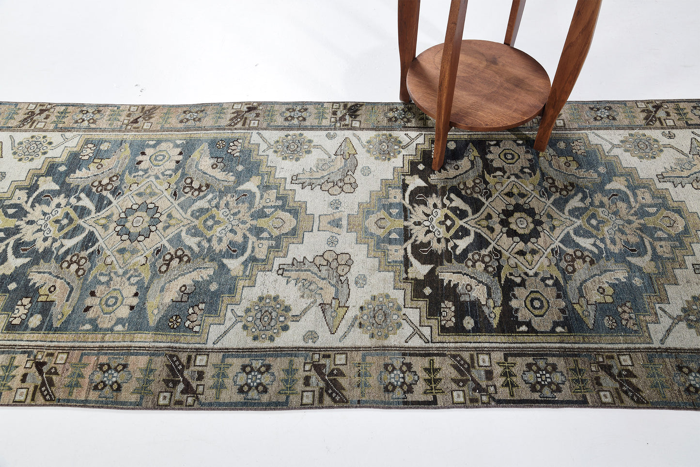 Antique Persian Malayer Runner - narrow runner - styled in room setting [#8]