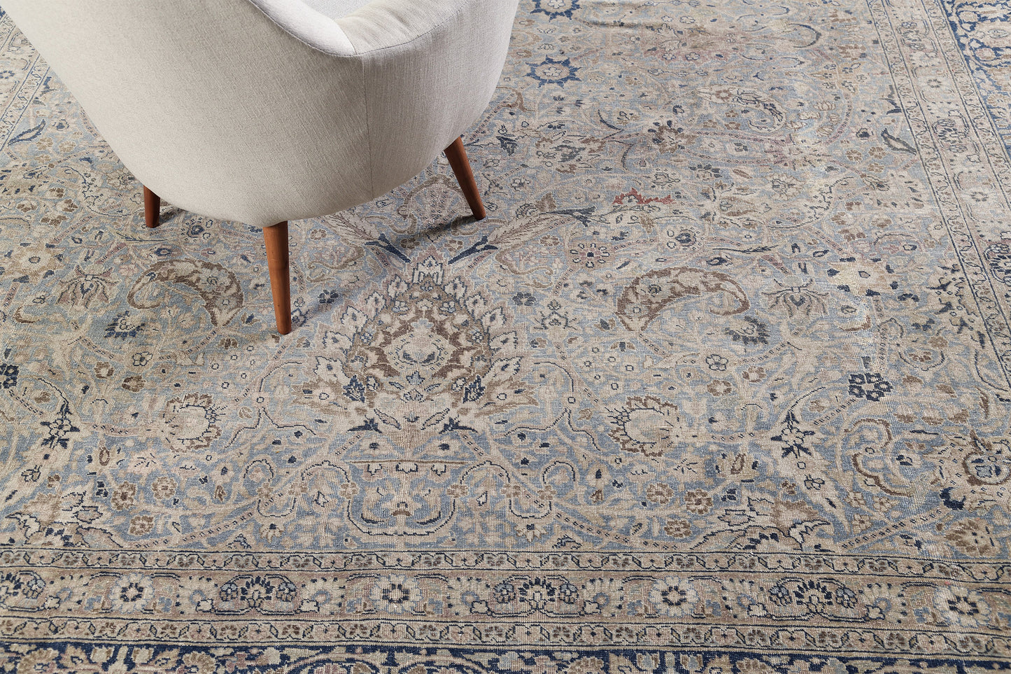 Antique Persian Mashad - detailed border and fringe [#5]