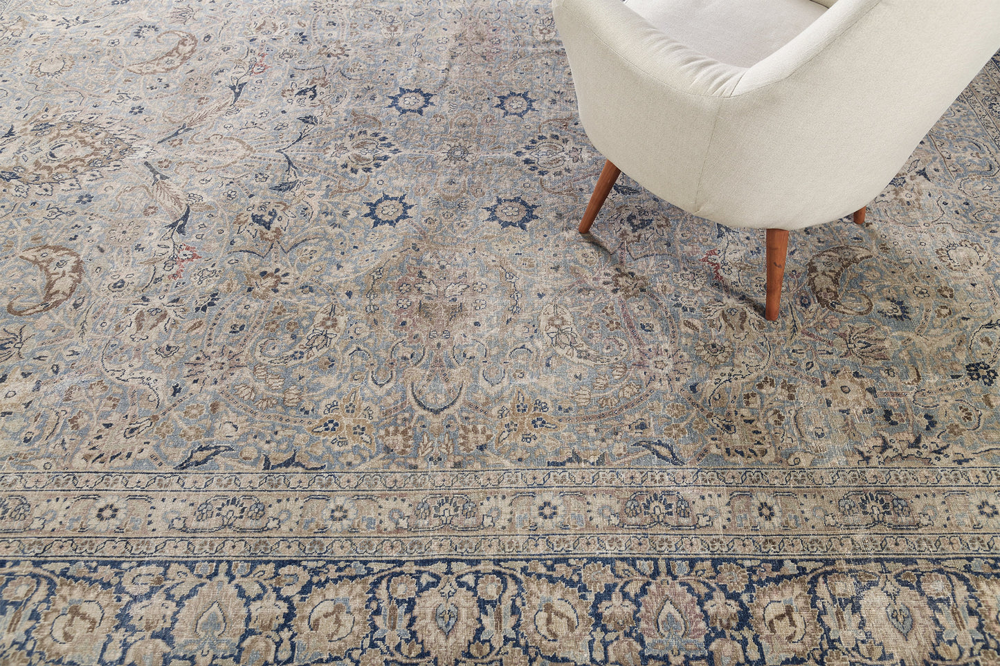 Antique Persian Mashad - overhead flat lay view [#5]