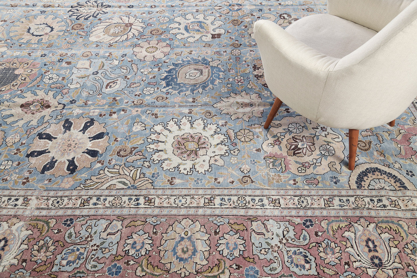 Antique Persian Tabriz - detailed border and fringe [#22]