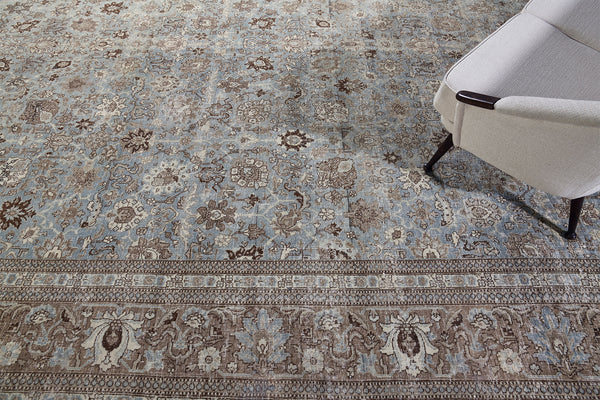 Antique Persian Tabriz - detailed border and fringe [#20]