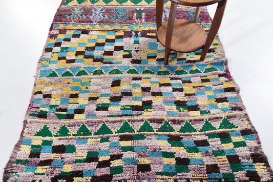 Vintage Moroccan Azilal Runner - narrow runner, handwoven in Morocco - overhead flat lay view [#16]