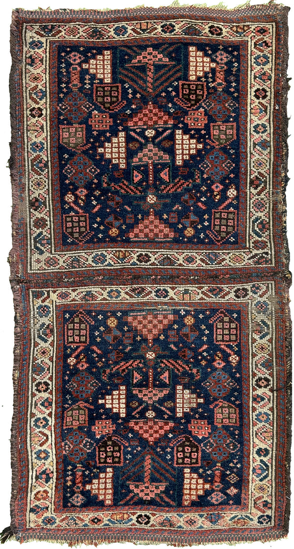 Pair of Antique Persian Quashghaei Bag Face - one-of-a-kind handmade area rug