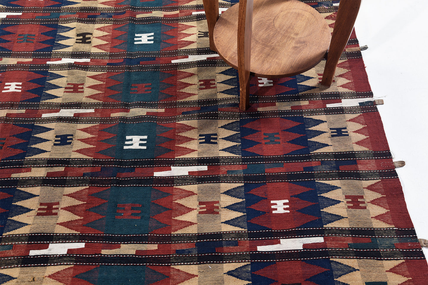 Antique Persian Turkoman Kilim - flat-weave kilim - detailed border and fringe