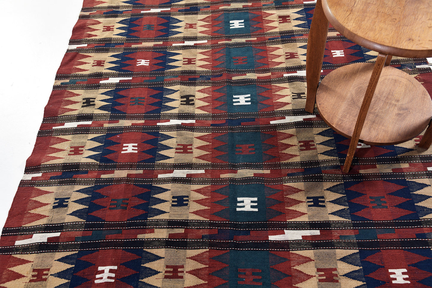 Antique Persian Turkoman Kilim - flat-weave kilim - overhead flat lay view