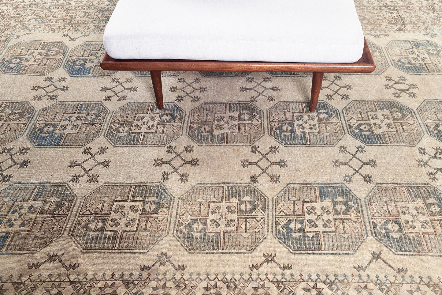 Vintage Afghan Ansari - hand-knotted in Afghanistan - overhead flat lay view