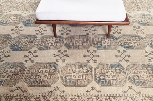 Vintage Afghan Ansari - hand-knotted in Afghanistan - overhead flat lay view