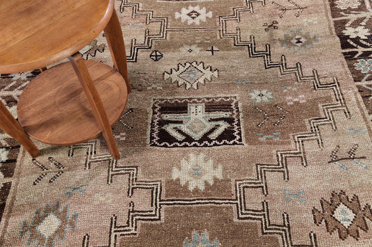 Vintage Turkish Kars - hand-knotted in Turkey - overhead flat lay view [#6]