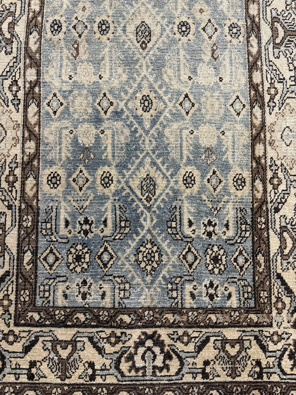 Vintage Persian Malayer Runner - narrow runner - detailed border and fringe [#3]