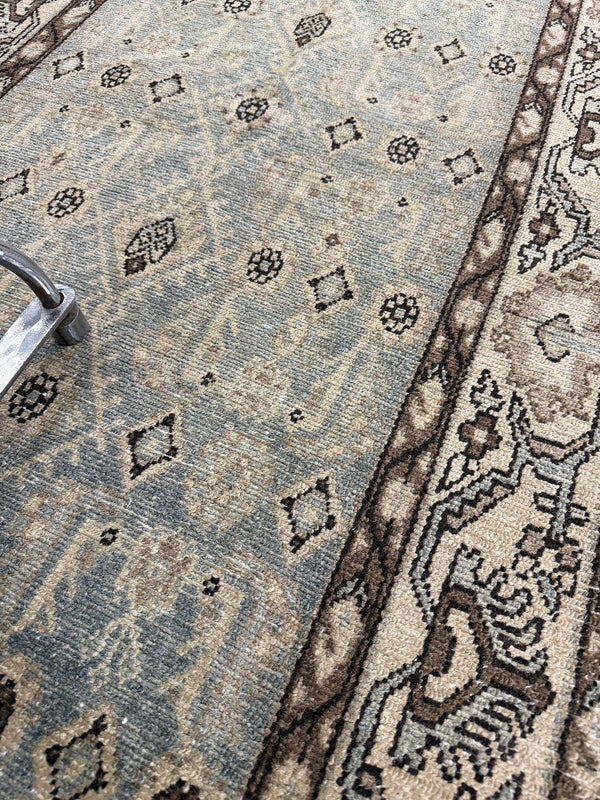 Vintage Persian Malayer Runner - narrow runner - close-up of weave texture and pile [#3]