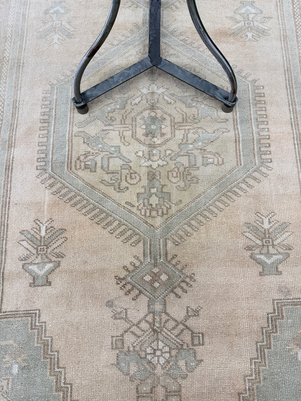 Vintage Turkish Konya Runner - narrow runner, hand-knotted in Turkey - overhead flat lay view [#1]