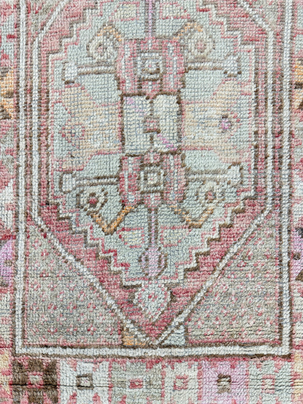 Antique Turkish Oushak - hand-knotted in Turkey - overhead flat lay view [#18]