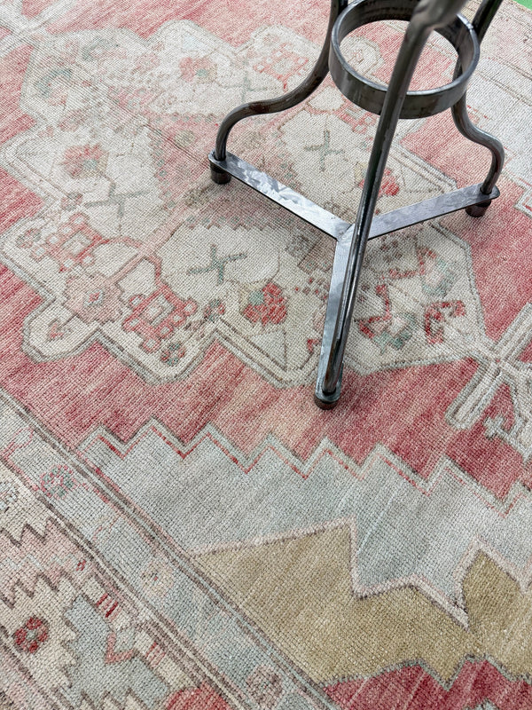 Vintage Turkish Konya Runner - narrow runner, hand-knotted in Turkey - detailed border and fringe [#4]