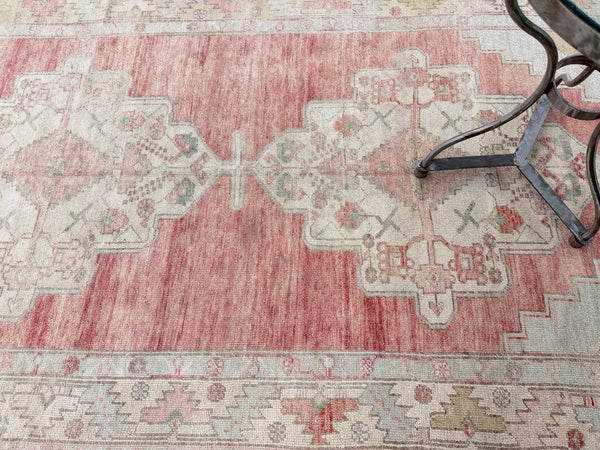 Vintage Turkish Konya Runner - narrow runner, hand-knotted in Turkey - overhead flat lay view [#4]