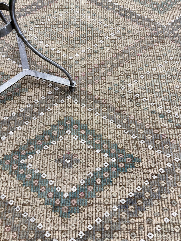 Vintage Turkish Jijim - hand-knotted in Turkey - overhead flat lay view [#3]