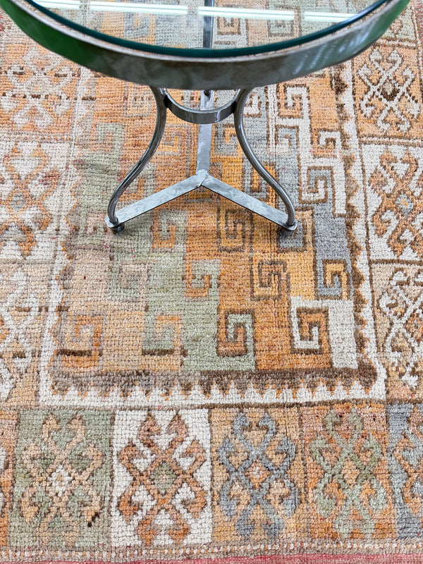 Vintage Turkish Hasandauy Oushak - hand-knotted in Turkey - styled in room setting