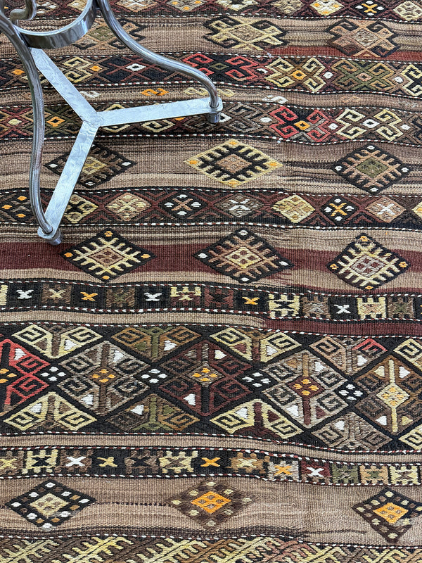 Vintage Turkish Jajim - hand-knotted in Turkey - overhead flat lay view