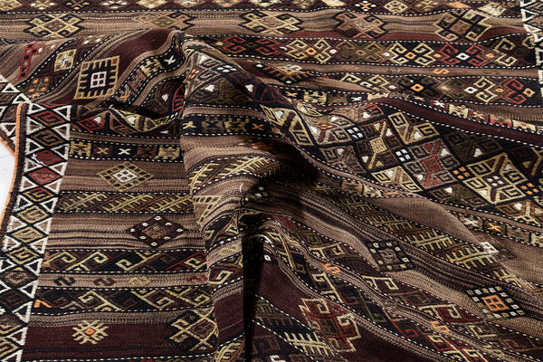 Vintage Turkish Jajim - hand-knotted in Turkey - styled in room setting