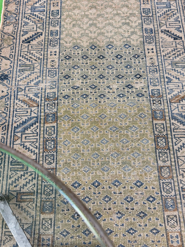 Antique Persian Malayer Runner - narrow runner - overhead flat lay view [#12]