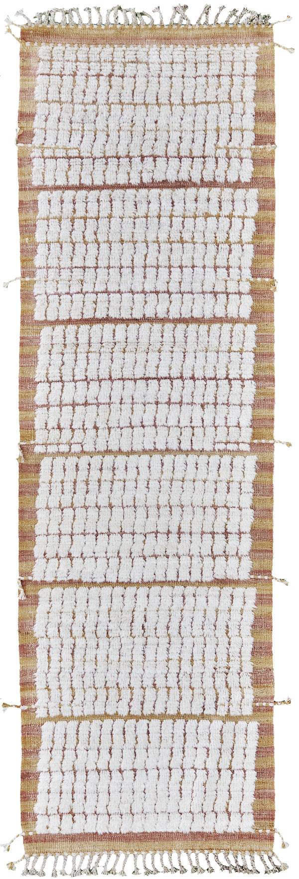 Barguzin Runner, Haute Bohemian, Ivory Rose - narrow runner - one-of-a-kind handmade area rug [#3]