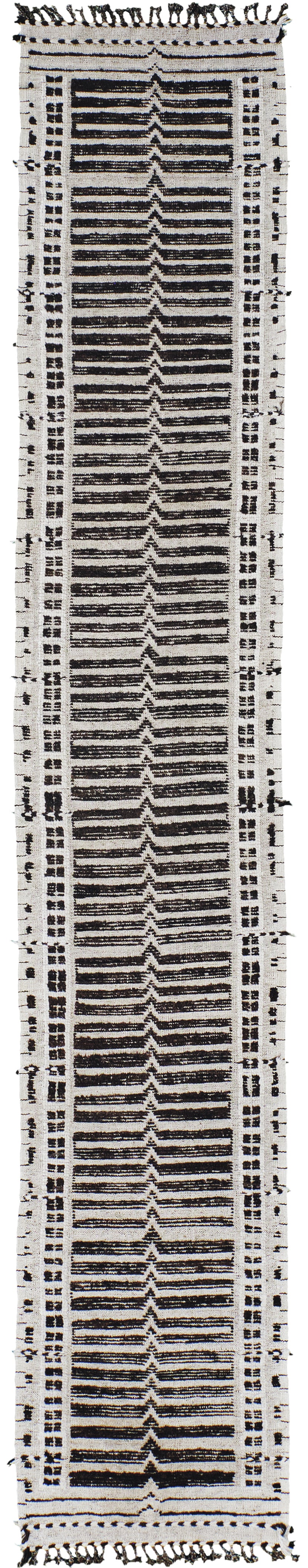 Tala Runner Seasons, Atlas Collection, Ivory Brown - narrow runner - one-of-a-kind handmade area rug [#4]