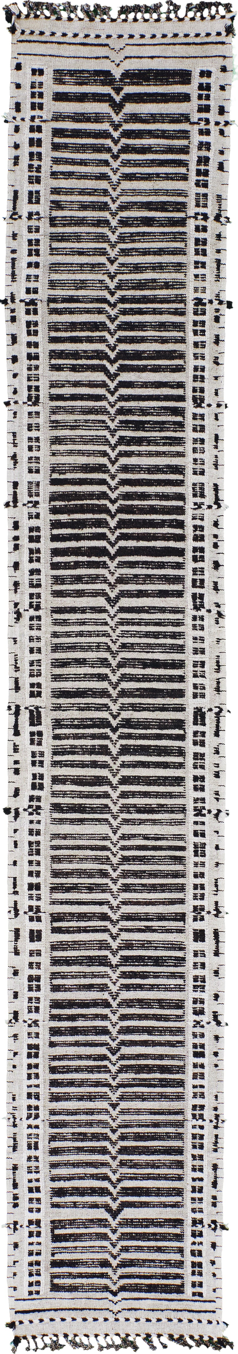 Tala Runner Seasons, Atlas Collection, Ivory Brown - narrow runner - one-of-a-kind handmade area rug [#10]