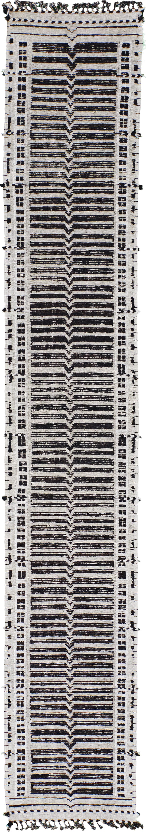 Tala Runner Seasons, Atlas Collection, Ivory Brown - narrow runner - one-of-a-kind handmade area rug [#10]