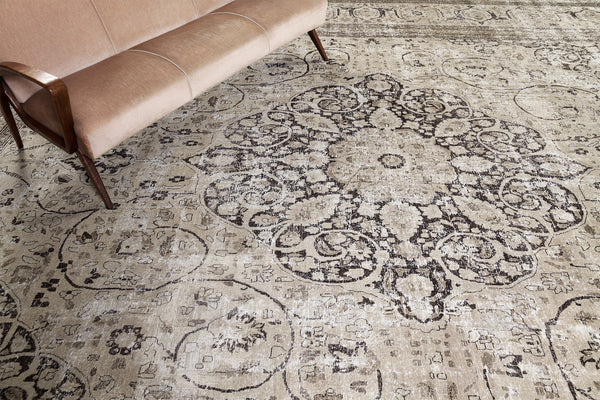 Antique Persian Tabriz - close-up of weave texture and pile [#29]