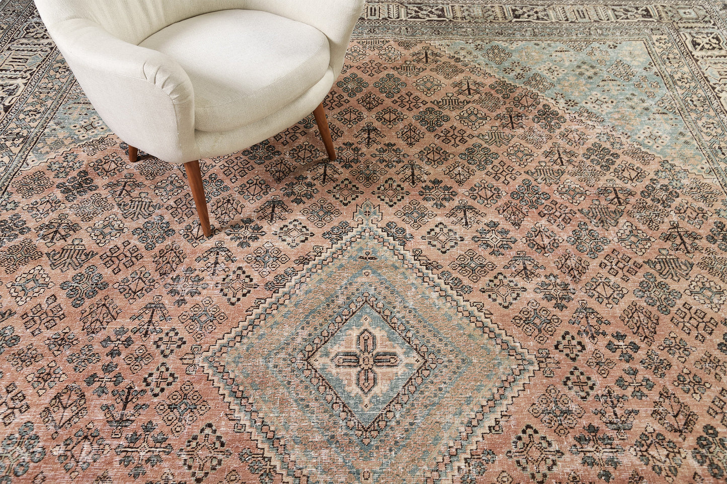 Antique Persian Joshegan - overhead flat lay view [#2]