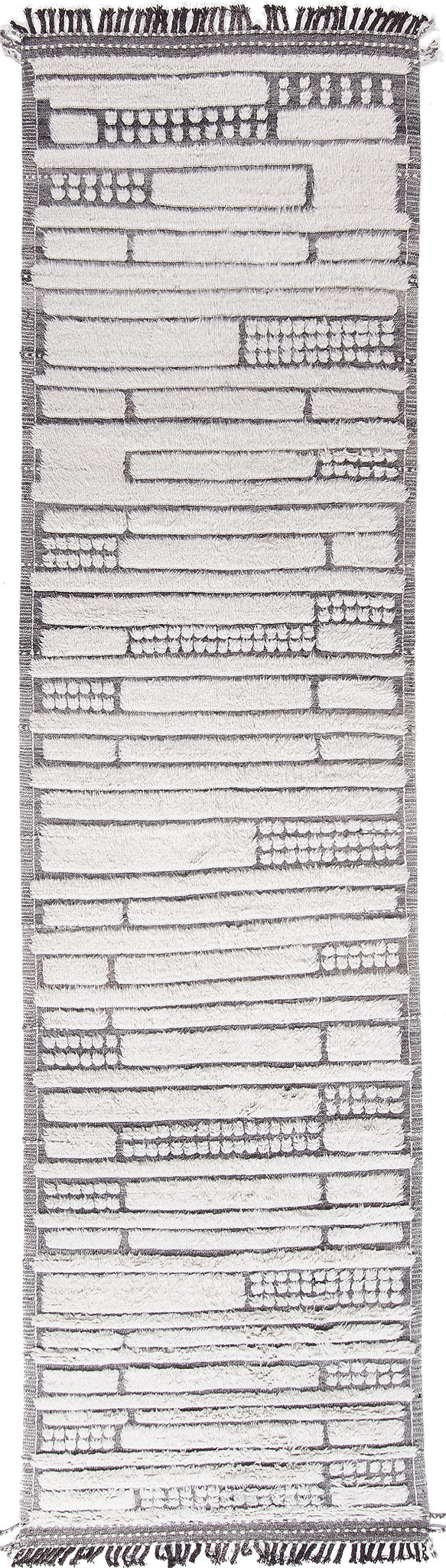 Katabatic Runner, Haute Bohemian, Ivory Silver - narrow runner - one-of-a-kind handmade area rug