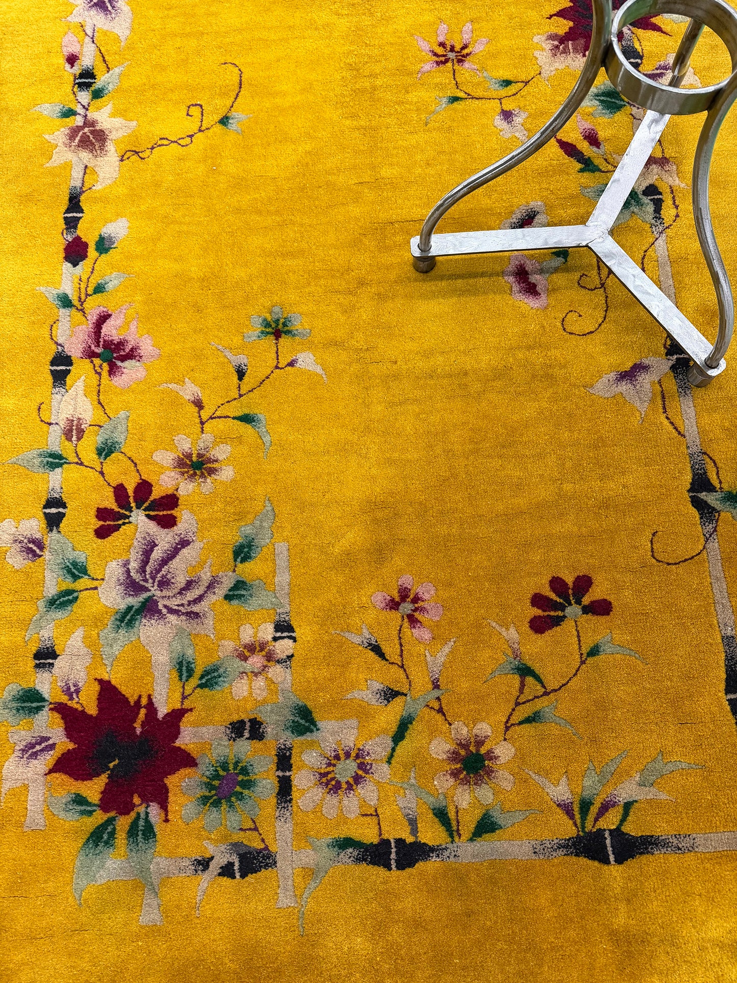Antique Chinese Art Deco - hand-knotted in China - overhead flat lay view [#1]