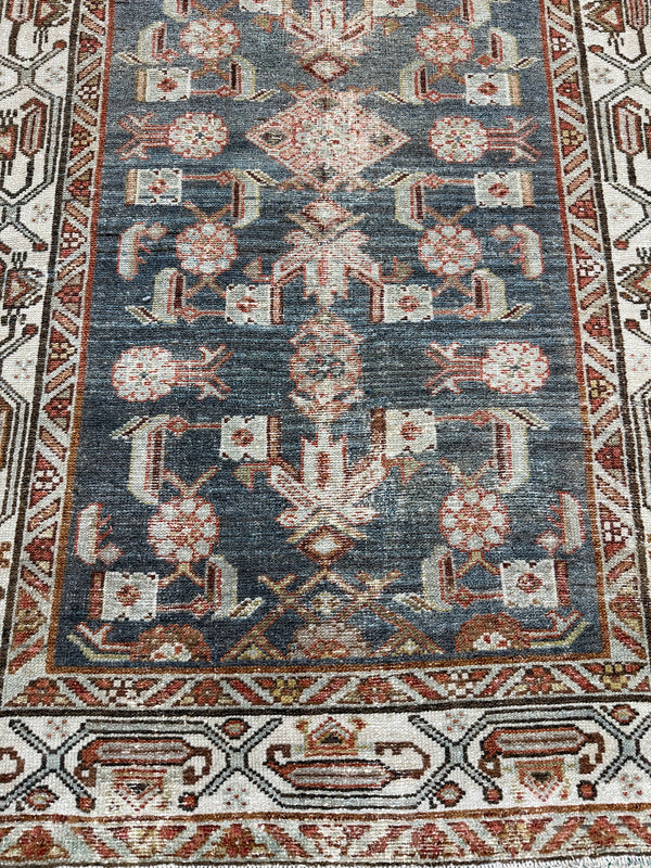 Antique Persian Malayer Runner - narrow runner - close-up of weave texture and pile [#16]